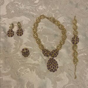 Elegant Gold and Purple Jewelry Set